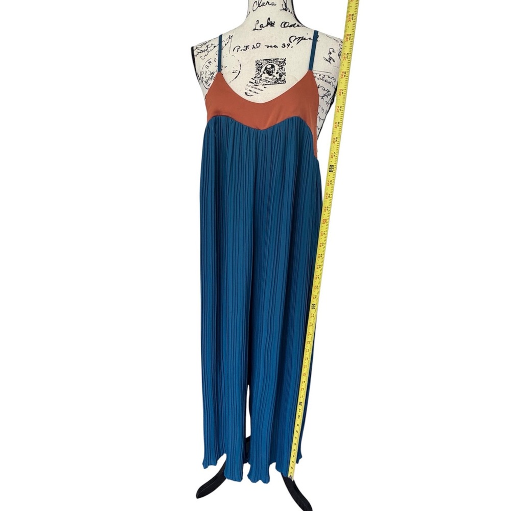 Nasty Gal Collection Plisse Wide Leg Jumpsuit Teal Orange Two Tone Size 4‎ - Picture 2 of 16